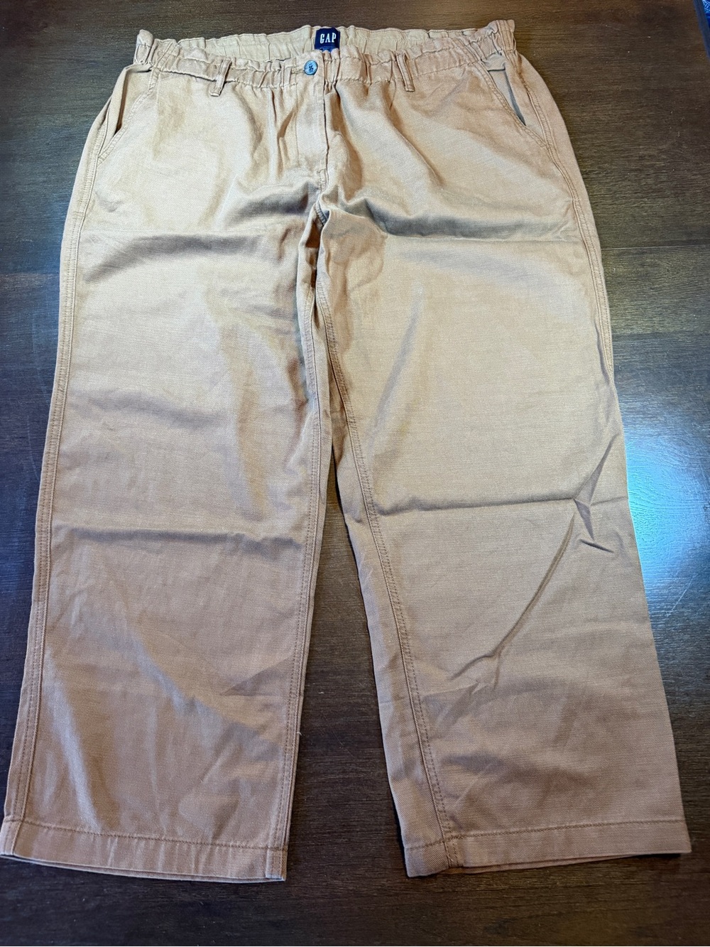 NWOT GAP Wide Leg Twill Pants XXL Chestnut Brown Gathered Waist Fall